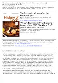 Sports management graduates can work in any sports environment where business insights are needed. Pdf Africa S Tournament The Branding Legacy Of The 2010 Fifa World Cup