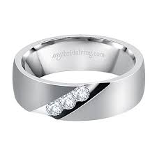 14k White Gold Bazel Set Diamond Wedding Ring Mens Wedding Rings Rings For Men Mens Wedding Bands White Gold