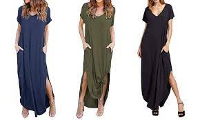 Commandez robe estivale élégante pas cher. Jusqu A 54 Robe Longue Decontractee Fendue Pour Femme Groupon