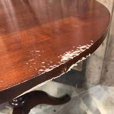 Look for matching international concepts dining chairs. Dog Ate Your Furniture How To Repair Paint A Chewed Pedestal Table Furniture Repair Pedestal Table Dark Wood Table