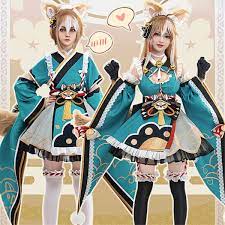 Pre-sale Game Genshin Impact Miss Hina/ GOROU Doujin Cosplay Costume Maid  Uniform Cosplay Hina Cute Dress and Wig - AliExpress