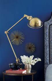 Vintage gold accent bedroom designs. Headboard Upholstery Silex In Lakeside Blue And Gold Bedroom Blue Accent Walls Midnight Blue Walls