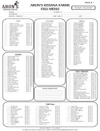 We are dedicated to bringing you. Fillable Online Aron S Kissena Farms Deli Menu Fax Email Print Pdffiller