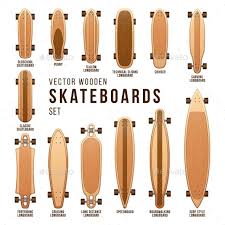 Different Skateboard Types Vector Templates Set Skateboard