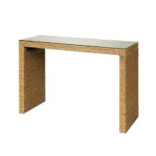 Kinsunny patio wicker bistro table rattan square outdoor furniture woven desk side with black glass top, dark blonde. Luxury Rattan Wicker Console Tables Perigold