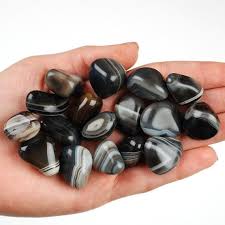 Black Banded Agate Tumbled Stone Agate Black Tumbled Stones Healing Black Agate Crystals Healing Stones Ladiescrystals Ladies Crystals Tumbled Stones Stones Crystals Crystals