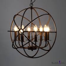 Industrial Black Led Orb Chandelier 8 Light Metal Hanging Light With Globe Cage For Kitchen Restaurant Barn Orb Chandelier Retro Pendant Lights Metal Hanging Lights