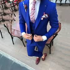 See more ideas about mens suits, ermenegildo zegna, suits. Men S Royal Blue 3 Piece Suit Slim Fit Tuxedo Suit Groom Wedding Dinner Custom Ebay