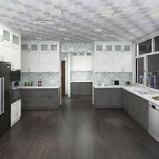 In addition to providing more storage, this configuration can work both in historical period designs and in modern kitchen styles. Modern White And Grey Kitchen Cabinets From Floor To Ceiling