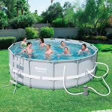 Bestway 14ft X 48in Steel Frame Above Ground Pool Set 6 Coleman Cartridges Round Pool In Ground Pools Above Ground Pool Liners