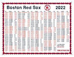 Boston Red Sox Printable Schedule