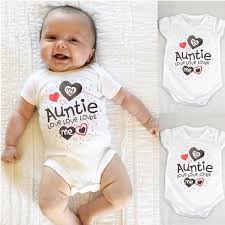 Casual Lovely Baby Kids Romper Bodysuit My Auntie Loves Me Printed Boys Girls Infant Playsuits One Piece Suit Wish