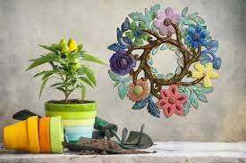 Floral Wreath Metal Wall Art Haitian Metal Art Hand Etsy Haitian Metal Art Metal Wall Art Metal Garden Art