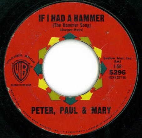 Peter, Paul & Mary – If I Had A Hammer (The Hammer Song) – Vinyl (Terre Haute Pressing, 7", 45 RPM), 1962 [r1994610] | Discogs