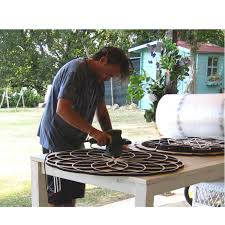 Façon rapide, facile et très économique. Decoration Murale Sculptee En Bouleau Avec Bord En Cuivre D Univers Fleur De Vie