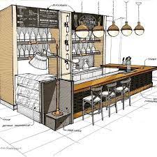 The design of a cafe or a small coffee shop should be balanced between a welcoming ambiance and. Sketches A Fragment Of A Bar Counter Small Cafe Interior Design Coffee Shop Interior Design Bar Design Restaurant