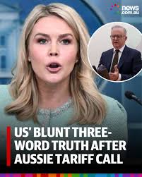 Donald Trump's press secretary has given a frank, three-word reason for the  president's Aussie tariff bombshell. Full story: bit.ly/4iqj1rk