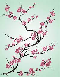 Cherry Blossom Japanese Stencil Design From Stencil Kingdom Cherry Blossom Art Cherry Blossom Drawing Blossoms Art
