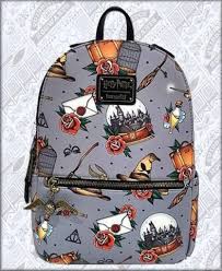 Loungefly Harry Potter Icons Tattoo All Over Print Aop Mini Faux Leather Accio Mini Backpack With I Faux Leather Backpack Harry Potter Backpack Bags