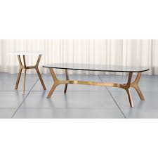 Spoke glass graphite metal coffee table. Elke Rectangular Glass Coffee Table With Brass Base Reviews Crate And Barrel