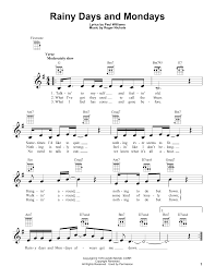 Funny but it seems that it's the only thing to do run and find the one who loves me. Rainy Days And Mondays By The Carpenters Ukulele Guitar Instructor