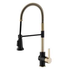 We did not find results for: Kraus Kpf 1690bgmb Brushed Gold Matte Black Britt Pull Down Spray Kitchen Faucet With 3 Function Sprayer And High Arc Spout Escutcheon Included Faucetdirect Com