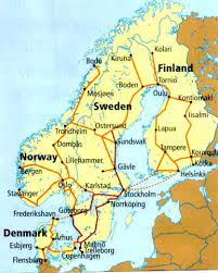 Harta europei de nord vest. Scandinavia Railroad Map Norway Finland Sweden Denmark Sweden Travel Finland Travel Norway Sweden Finland