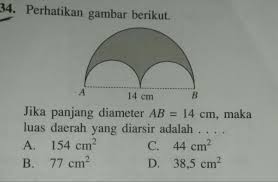 Perhatikan gambar berikut luas daerah yang diarsir adlah. Jika Panjang Diameter Ab 14cm Maka Luas Daerah Yang Diarsir Adalah Brainly Co Id