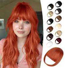 Amazon.com : Wodelanle Clip in Bangs,Natural Fake Bangs Hair Clip,Copper  Red French Bangs Fringe with Temples Hairpieces for Women Clip