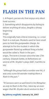 Flash In The Pan Old Quotes Word Origins Words