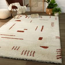 Geometric Shag Burnt Orange Ivory Area Rug Reviews Allmodern