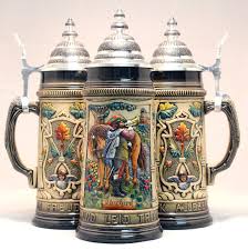 Imported from bockling in germany. Rustic Abschied Farewell Trumpeter With Horse German Beer Stein 1 L Authentic Beer Steins From Germany 1001beersteins Com