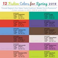 Top 12 Pantone Colors For Spring 2018 With Hex Cmyk And Rgb Values Photo Editing Blog And How To Edit Images Pantone Color Pantone Color Chart Pantone