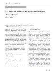 Pdf Olive Oil History Production And By Product Management