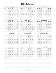 2021 blank and printable word calendar template. Download Blank Calendar 2021 With Space For Notes 12 Months On One Page Vertical
