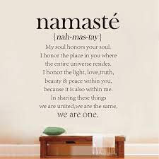 Often, we hear the yoga teacher say the hindu expression namaste, accompanied by a greeting. Kostenloser Versand Namaste Definition Zitat Vinyl Aufkleber Yoga Studio Decor Aufkleber Stickers Door Stickers For Toy Carsdecoration Sticker Wall Aliexpress