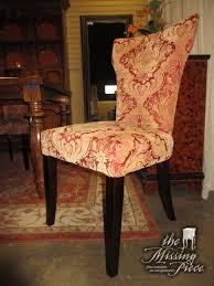 This Is A Set Of Four Upholstered Dining Chairs From Pier 1 With A Rich Red And Gold Damask Pattern On The F Upholstered Chairs Chair Upholstered Dining Chairs