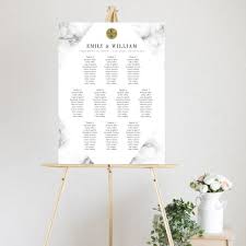 Modern Marble Wedding Seating Chart 18x24 Diy Digital