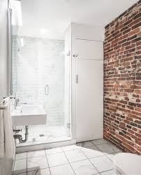 An Archaeological Renovation Adds Precious Space To A Tiny Boston Apartment Brick Bathroom Boston Apartment Exposed Brick