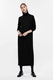 Cos Long Roll Neck Dress In Black Black Turtleneck Dress Long Black Dress Minimalist Black Winter Dress Minima Roll Neck Dress Fashion Minimalist Dresses