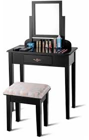 Get great deals on contemporary vanity sets tables. Modern Vanity Dressing Table Set Mirror One Drawer And Cushioned Stool Transitional Bedroom Makeup Vanities By Decor Love Houzz
