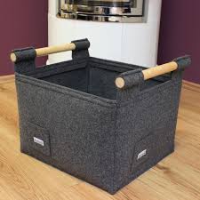 Log Basket Kit Big Felt For Firewood Small Basket For Kindling Log Carrier Firewood Carrier Wooden Handles Small Basket Fireplace Accessories