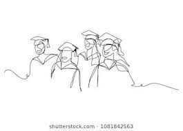 Continuous Line Drawing Of Graduation Students Card Concept Congratulation Vector Illustration Graduation Drawing Line Art Drawings Drawings