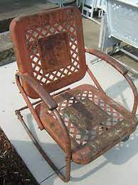 Vintage 1940s 1950s Metal Lawn Chair Antique Metal Patio Rocking Chair Metal Lawn Chairs Vintage Metal Chairs Metal Garden Furniture