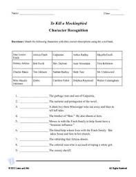 To Kill A Mockingbird Character Chart Direct And Indirect
