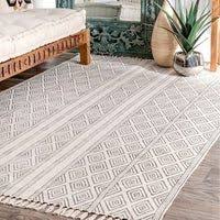 Nuloom Contemporary Handmade Flatweave Dot Aztec Indian Trellis Tassel Area Rug Tapis Ethnique Tapis Blanc Deco D Interieur Artisanale