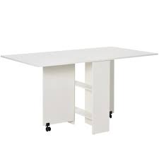 However, if you have a bit more space, there are some benefits to having a round table. Homcom Mobile Drop Leaf Dining Kitchen Table Folding Desk For Small Spaces With 2 Wheels 2 Storage Shelves White Fruugo Uk