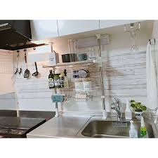 キッチン 2人暮らし つっぱりラック インテリアシート ニトリ などのインテリア実例 2018 06 10 22 01 43 roomclip ルームクリップ インテリア 収納 インテリア インテリアシート