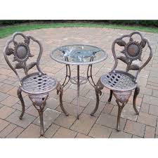 Oakland Living Sunflower 3 Piece Patio Bistro Set 5208 Ab The Home Depot Outdoor Bistro Set Outdoor Patio Decor Outdoor Patio Furniture Sets