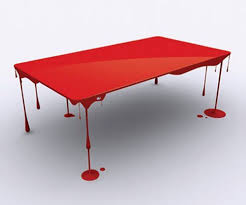 Table Floats On Paint Drip Legs Maybe Not In Red Unique Furniture Design Innovative Furniture Unique Furniture